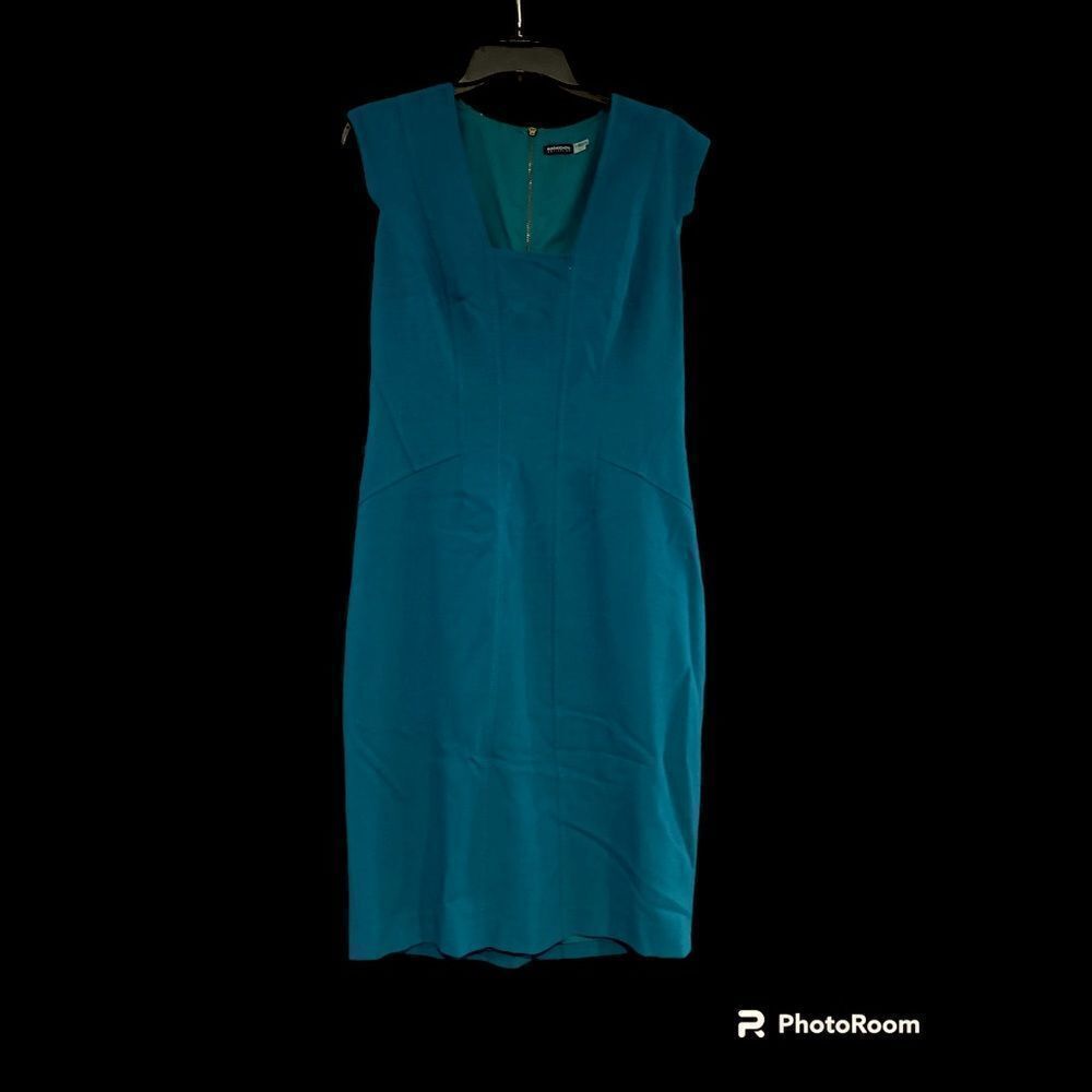 Magaschoni emerald green midi dress wool blend 8